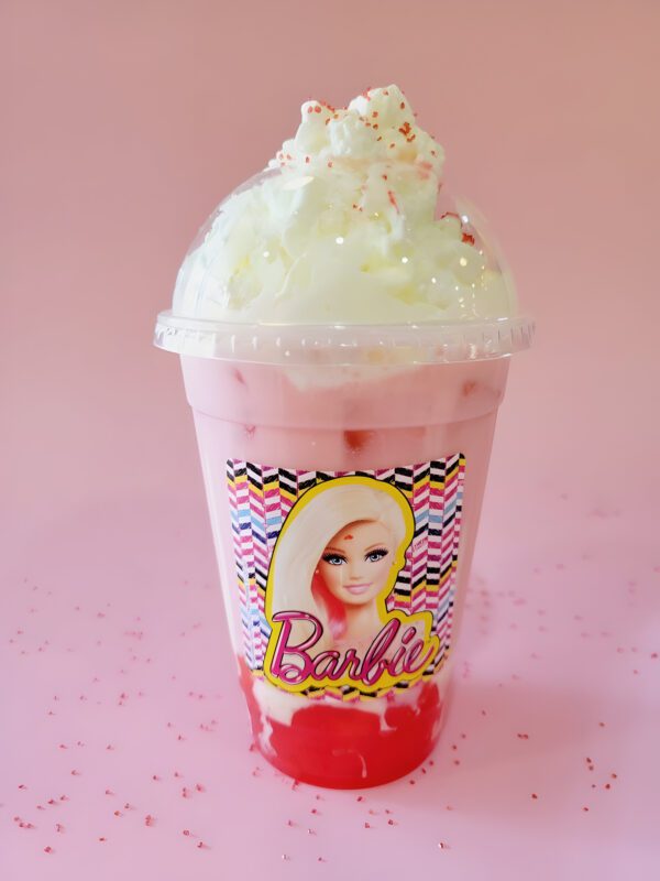 Barbie Drink Boba enhanced on pink background